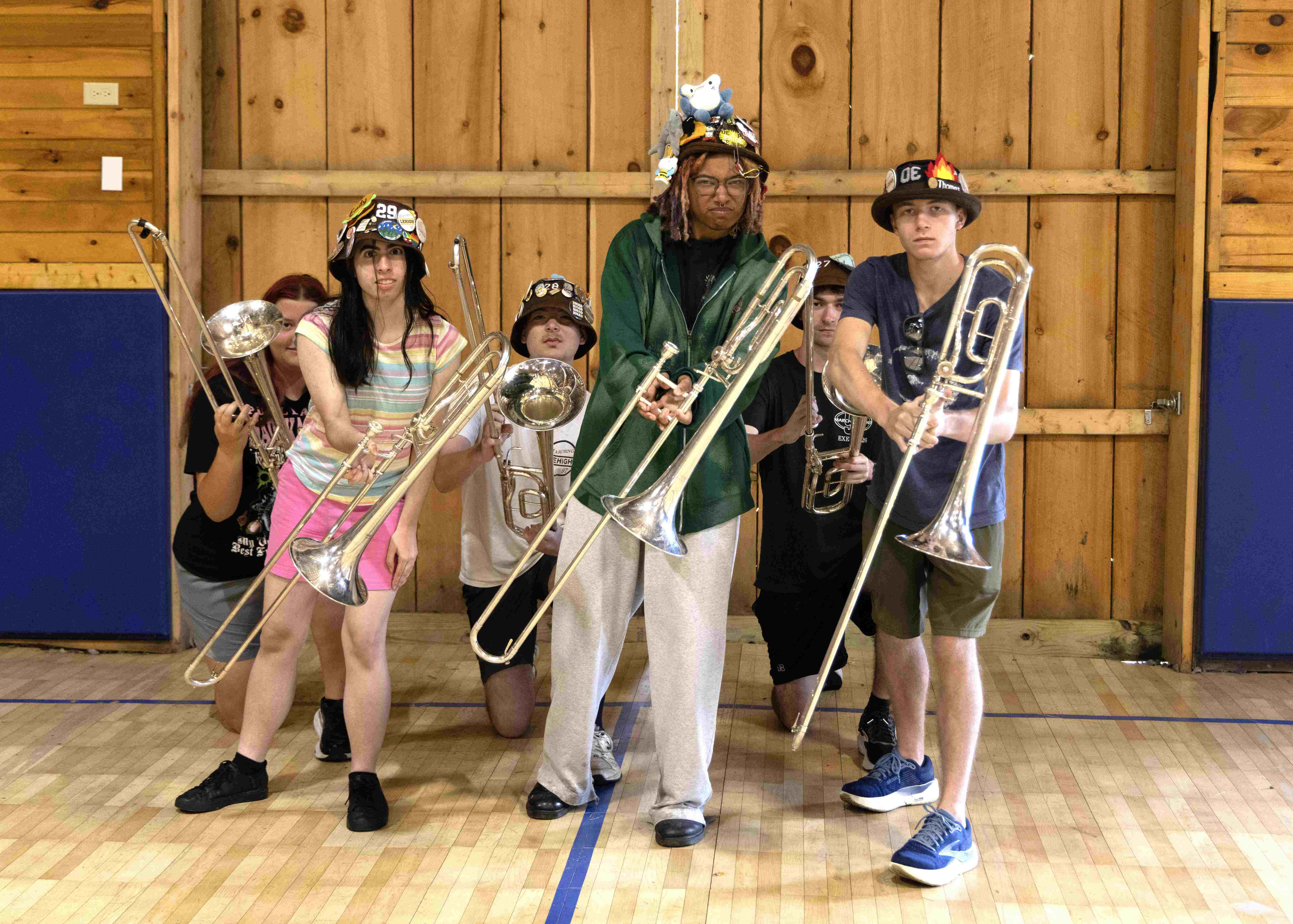 Rank 1 forming a phalanx, with trombone shields in front and trombone spears in the back.